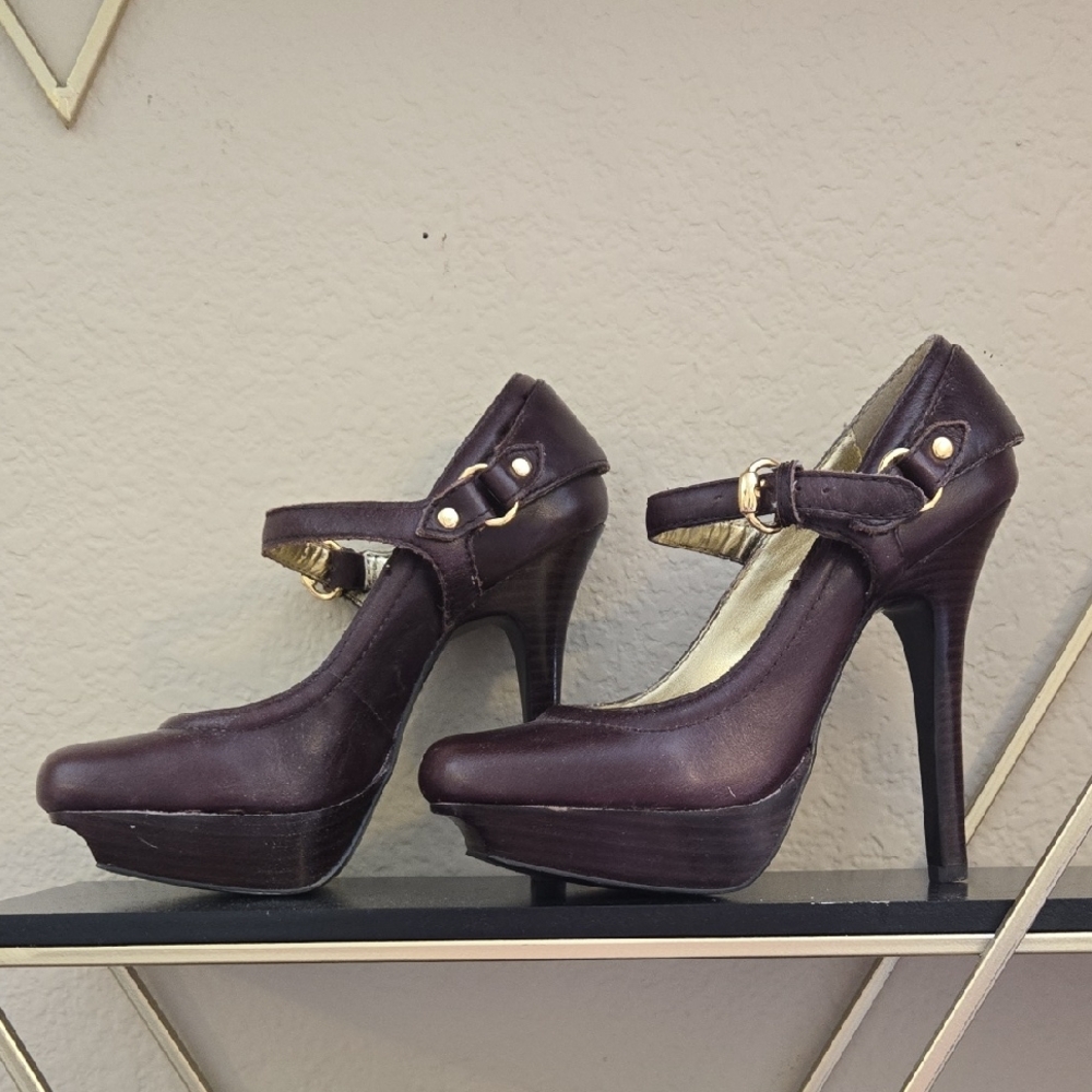 Chic Brown Mary Jane Platform Heels